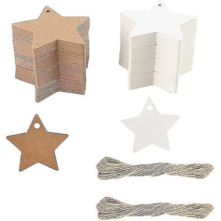 200 stk Stjerne Gave Etiketter Bryllup Formet Henge Gave Kraftpapir Etiketter