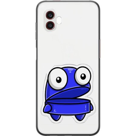 Kompatibel Mobilcover til Samsung Samsung Galaxy Xcover6 Pro Blå tegneseriefigur med åbent udtryk og store øjne i sjov illustration