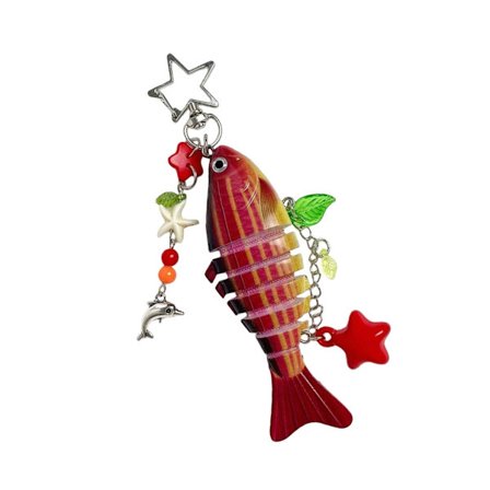 Retro Perlebesat Telefon Lanyard Nøglering Med Fiske- Og Stjernevedhæng Resin Multi-brugs Taske Dekoration til Pung