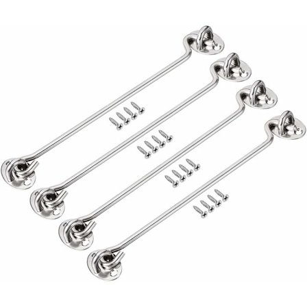 10 tum rostfritt stål hyttkrok ögla lås dörrkrok monteringsskruvar 4 st