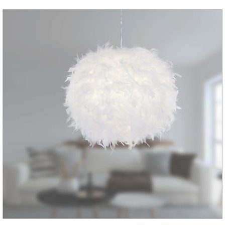 Modern, vit taklampa med fjädrar, hängande armatur, lampskärm, 30 cm, för vardagsrum och barnrum