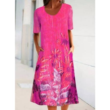 Bohemiska Printed Casual Lösa Kortärmade Klänningar Holiday Beac
