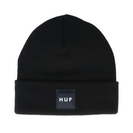HUF - Svart cuff Beanie - Box Logo Beanie Black Cuff @ Hatstore