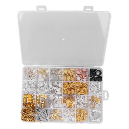 259 stk. Dreadlock Perle Ring Kit DIY Eksklusive Fashionable Hår Fletning Ring Clips Dekoration Tilbehør