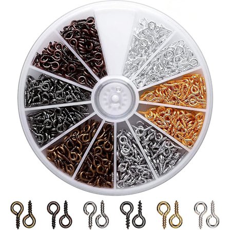 600 stk. Små Øjeskruer, Metal Mini Øjeskruer Skruer Øjekroge Øjeskruer Mini Gennemgående Krog Øjeskrue til DIY Håndværk