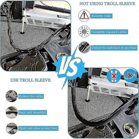 Neopren Troll Sleeve, Kabelbeskyttelse til trollingmotor - Sort (1-pak), 100cm*13cm