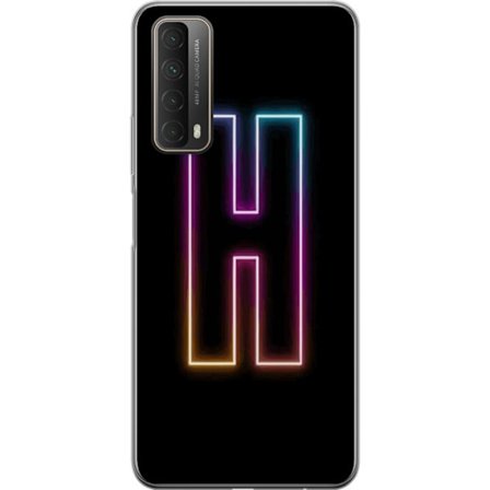 Kompatibel Mobilcover til Huawei Huawei P smart 2021 Minimalistisk neonbogstav H i farveskiftende lys mod sort baggrund med moderne typografisk følel