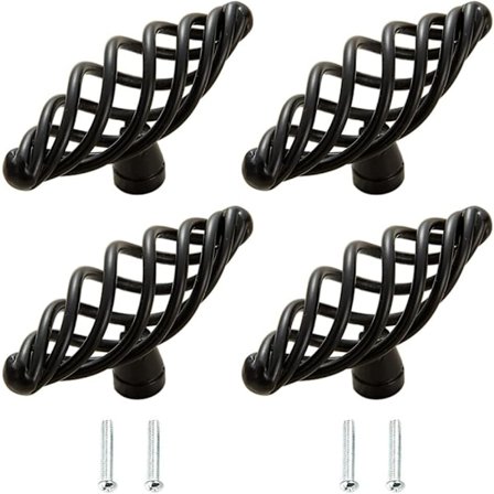 4 stk. antikke bronse skaphåndtak, vintage fuglebur skap