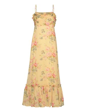 Chiffon Strap Dress Dresses Summer Dresses Gul By Ti Mo*Betinget Tilbud