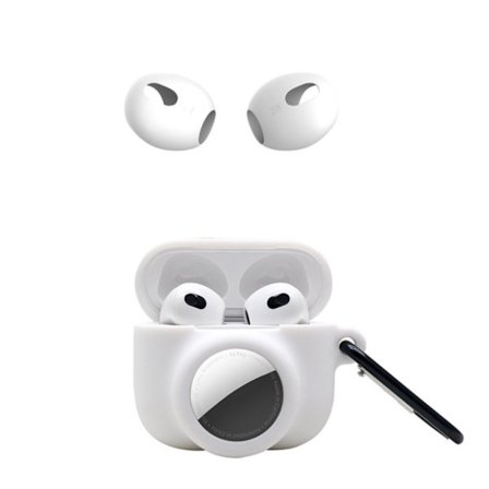 2-in-1 Silicone Case for Apple AirPods Gen 3 + AirTag - White