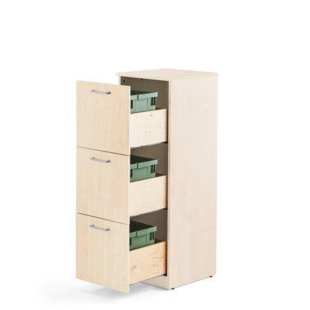 Abfallsortiereinheit FAHRENHEIT mit 3 Schubladen, 3x 21l Boxen, Birke