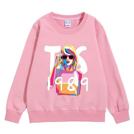 Taylor Swift 1989 -painettu collegepaita lapsille, tytöille, pitkähihainen pusero, hyppääjä, topit, faneille, Swiftie-lahja Pink 5-6 Years