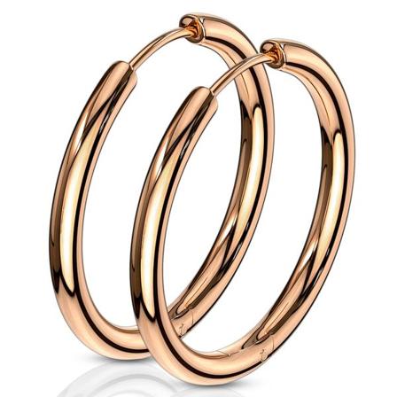 1par 25 Mm Hoops Örhängen I Rödguldpläterad 316l Kirurgiskt Stål