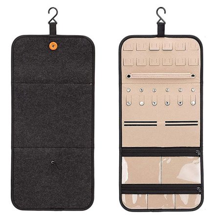 2-pakks smykkeskrin for reiser, smykkeskrin for reiser, smykkeskrin for oppheng (grå)