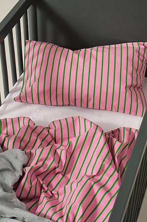 Jotex - Mini Beddengoedset Wieg Organisch Roze/groen Roze/groen - SIMA - Koop Kinderdekbedovertrekken & kussenslopen bij Jotex