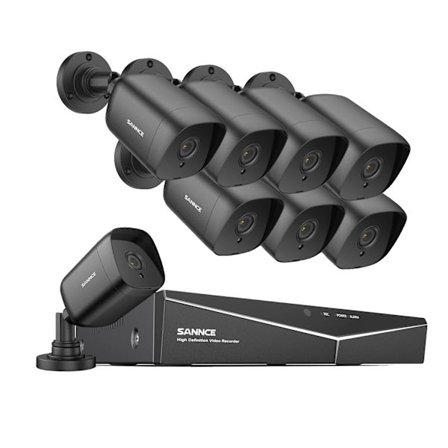 SANNCE 5MP Säkerhetskamerasystem, Nattseende upp till 30 meter, IP66 Vattentålig klassning,8ST 0TB