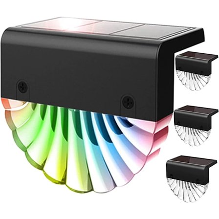 Solcells drivna LED utomhusvägglampa, 4-pack gångvägslampor, solcells färgskiftande LED trädgårdsstaketlampa, walk-in väggträdgårdsgångvägslampor