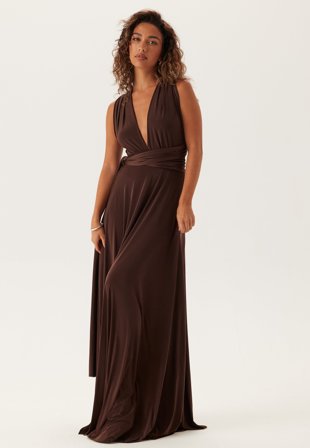 Goddiva Multi Tie Maxi Dress Dark brown S (UK10)