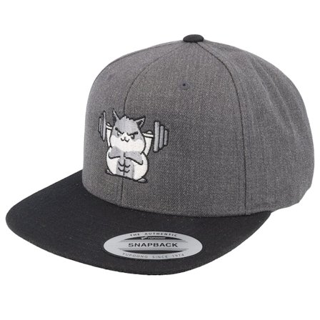 Berzerk - Grå snapback Caps - Buff Hamster Working Out Charcoal/Black Snapback @ Hatstore