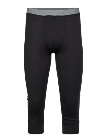 Odlo M Pants 3/4 100% Merino Warm Base Layer Bottoms Sort Odlo