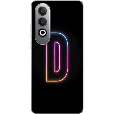 Kompatibelt Mobilskal till OnePlus OnePlus Nord CE4 Minimalistisk neonbokstav D i färgskiftande ljus mot svart bakgrund i modern digital design