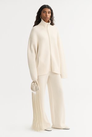 Soft Goat - Double knit Cardigan - Strickjacke aus Kaschmir - L - Feather White