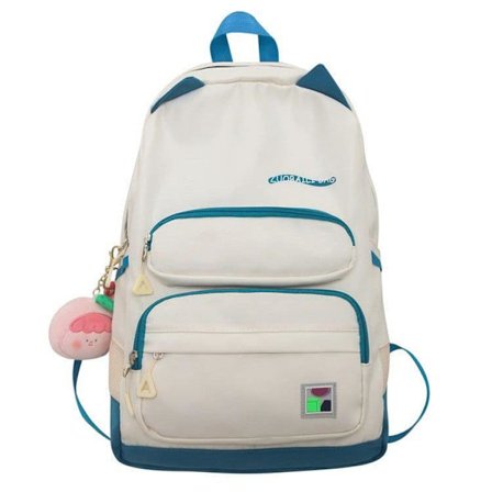 Ny enkel vind flicka skolväska college gymnasium student gymnasium student ryggsäck stor kapacitet fritidsryggsäck - vit grön