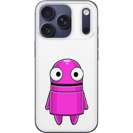 Kompatibelt Mobildeksel til Apple Apple iPhone 17 Pro Rosa tegneseriefigur med rund form og store øyne på mørk bakgrunn