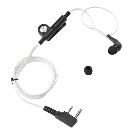 Øretelefon Headset Toveisradio PTT Mikrofon In-Ear Type Ørepropp for Kenwood / Baofeng (Hvit)