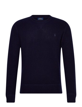 Polo Ralph Lauren Waffle-Knit Wool-Cotton Sweater - Navy - M