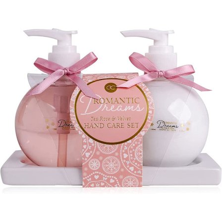 Romantic Dreams Hand Care Set på keramisk hylla, handtvål