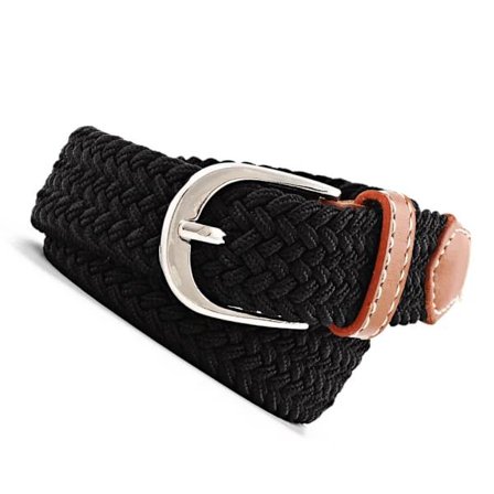 Naisten punottu vyö, joustava, ohut vyötärönauha, musta, 110 cm pitkä