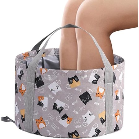 (Grå) Fotbad – Bärbar badkar för camping och resor