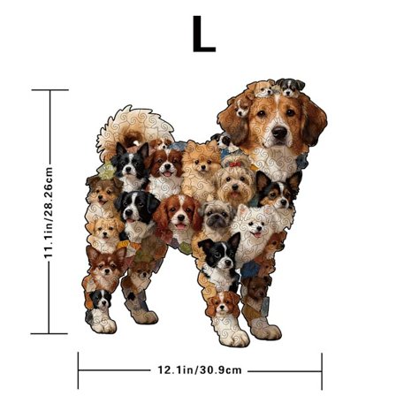 Puinen palapeli koiran muodossa - Yhdistettynä säästöpossuun, ainutlaatuinen koristeellinen palapeli