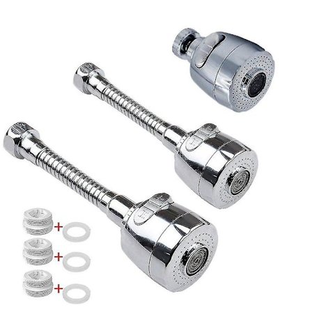 3 stk. Vandhane Dyses Filter Adapter 360 Rustfrit Stål Vandhane Sprinkler Forlænger Vandbesparende Diffus