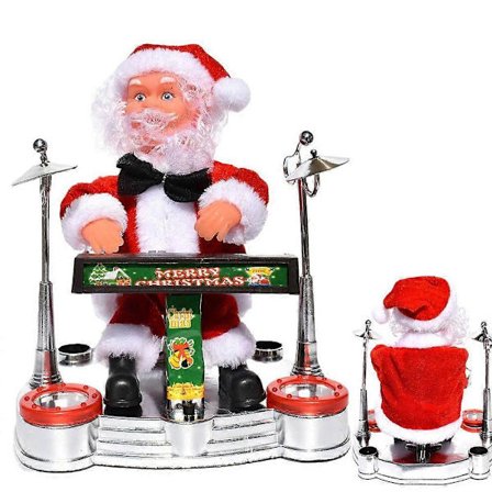 Uusi sähköinen joulupukki soittaa pianoa kitaraa rumpuja musiikki nukke sähköbändi lelut joulukoristeet lapset joululahja