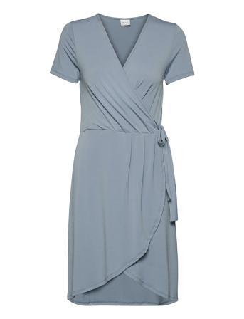 Vinayeli S/S Knee Wrap Dress/Su - Noos Dresses Summer Dresses Blå Vila*Betinget Tilbud