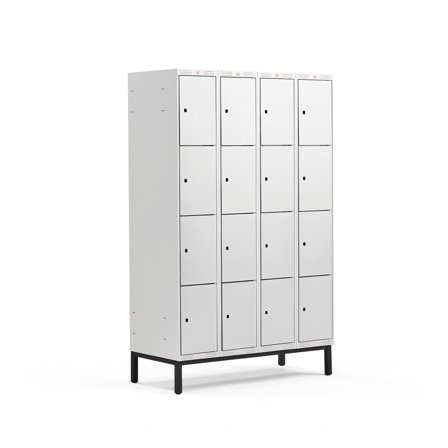 Kleiderspind CLASSIC mit Beingestell, 4 Module/4 Türen, 1940 x 1200 x 550 mm, grau