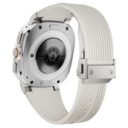 För Samsung Galaxy Watch Ultra 47mm Silikonarmband Titankontakt Silverspänne Klockarmband [db]