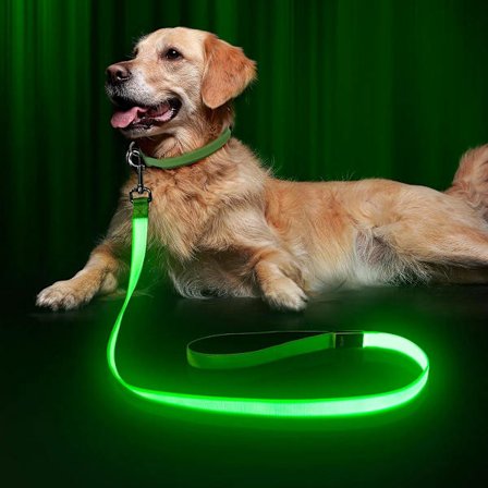 LED Hundesnor 120cm USB Genopladelig Vandtæt Reflekterende Nylon Snor med Polstret Håndtag til Store Mellemstore Små Kæledyr