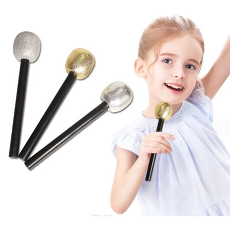 Glitter Mikrofon Leksak, 3 st Silver Pretend Mikrofon Leksak, Eurovision