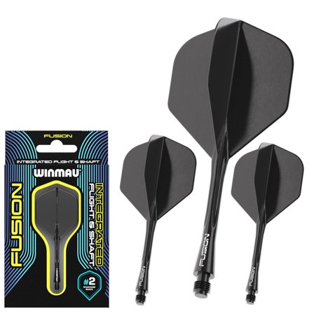 Winmau Fusion Dart Flights, 90 Degree Wing, Black, Short/Medium, Advanced Polymer, Durable, Consistent Trajectory