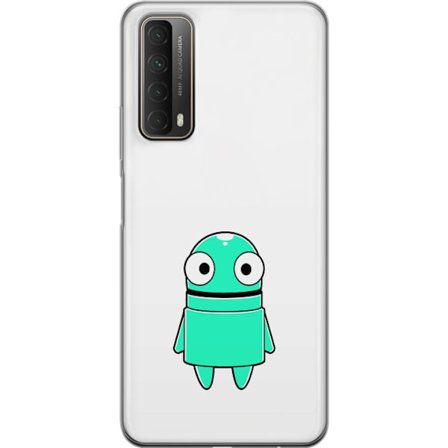 Yhteensopiva Puhelinkuori Huawei Huawei P smart 2021 Turkoosi piirroshahmo isoilla silmillä ja iloisella persoonallisuudella yksinkertaisessa kuvituk