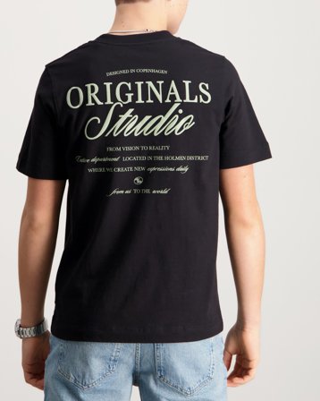 Jack & Jones JORNORREBRO TYPO TEE SS CREW NECK SN JNR Sort T-shirts Dreng - Kids Brand Store