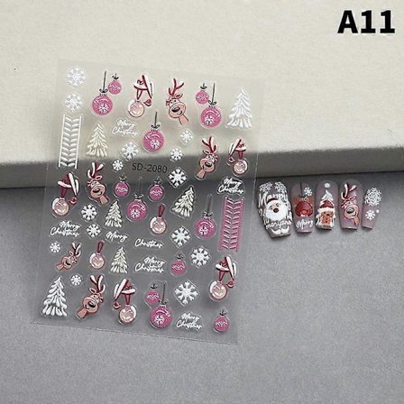 Julemand Snemand Snefnug Neglekunst Klistermærker Tegneserie Julemand Elg Julemærkat DIY Manicure Mærkater