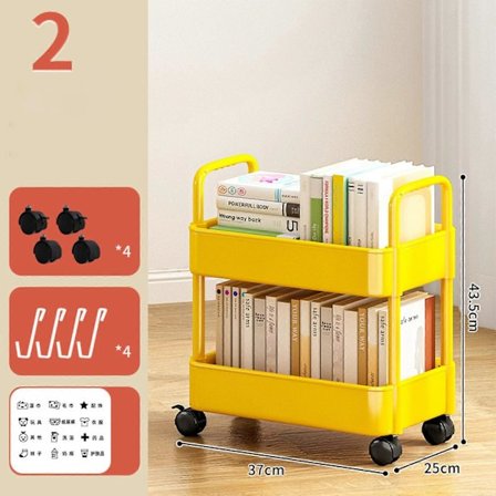 Indkøbsvogn med hjul, bogopbevaringsvogn, indkøbsvogn med 2/3 hylder, opbevaringsvogn med kæledyrshjul, kollegium