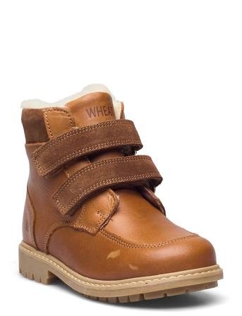 Stewie Tex Velcro Boot Vinterstøvler Med Burrebånd Brun Wheat
