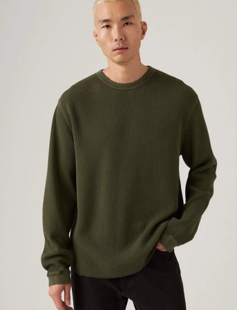 Levi's Ls Rlx Thermal Tee Garment Dye - Khaki green - XL