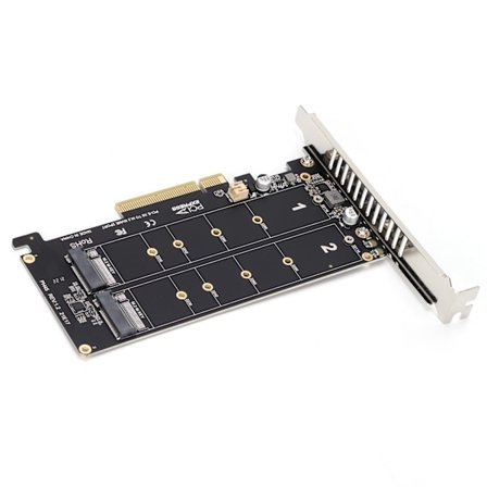 Adapterkort Dual M.2 NVMe SSD til PCIE X8 M Key Harddisk Konverter Læser Udvidelseskort PH45