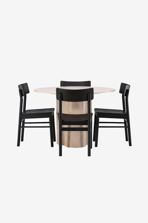Venture Home - Spisegruppe Olivia med 4 spisebordsstole Montros - Brun - Spisebordssæt 4 personer - Fra Homeroom